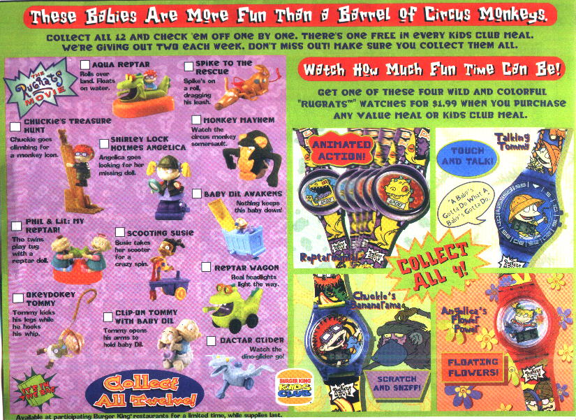 rugrats burger king toys 1998