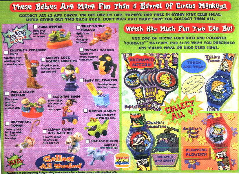 Rugrats burger king store toys 1998